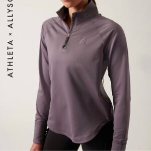 Athleta x Allyson Felix Heather Gray Quarter-Zip Long Sleeve Top Size XL